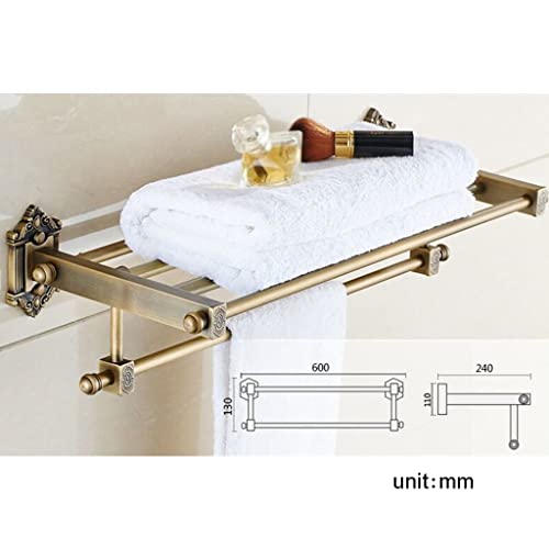 HIGOH Towel Racks,Bathroom Towel Rack Wall Mounted Towel Holder,Bathroom Accessories Solid Brass Antique Carved Towel Rack,Towel Holder,Bathroom