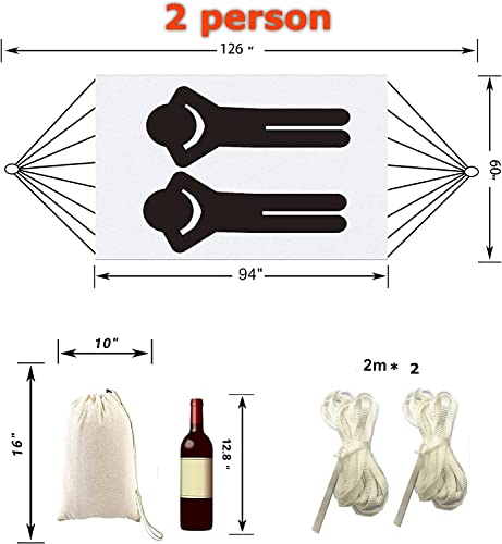 Outdoor Garden Hammock Double Hammock 2 Person Large Brazilian Hammocks Cotton Indoor Hammock for Bedroom Patio Porch Backyard w/Handwoven Macram