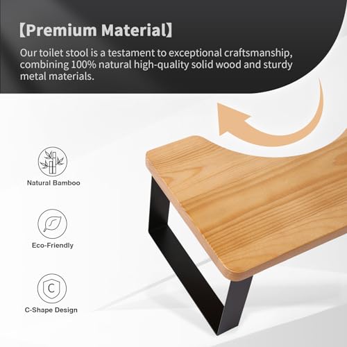 MoyRetty Toilet Stool, Upgraded Wooden with Metal Poop Stool, Bathroom Waterproof & Anti Slip, Suitable for Adults & Kids Compatible for squatty