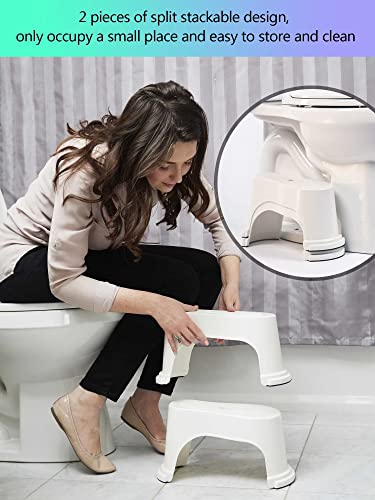 EVRON Toilet Stool 7" Bathroom Squatting Toilet Step Stool for Potty Assistance,Original Compact Flexible Distance Adjustment Poop Stool Stackabl