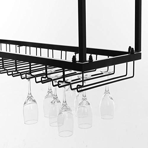 KEppd Industrial Wine Racks Wall Mounted with Glass Holder/2-Tiers Wall Mount Bottle Holder/Wine Bottle Holder/Rustic Metal Hanging Wine Holder