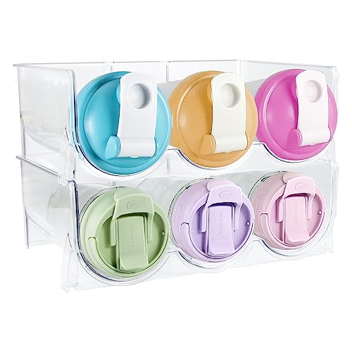 Golemas Water Bottle Organizer, Plastic Stackable Wine Storage Rack, Clear Kitchen Fridge Kitchen Cabinet Bottle Holder for Tumbler, Travel Mag,