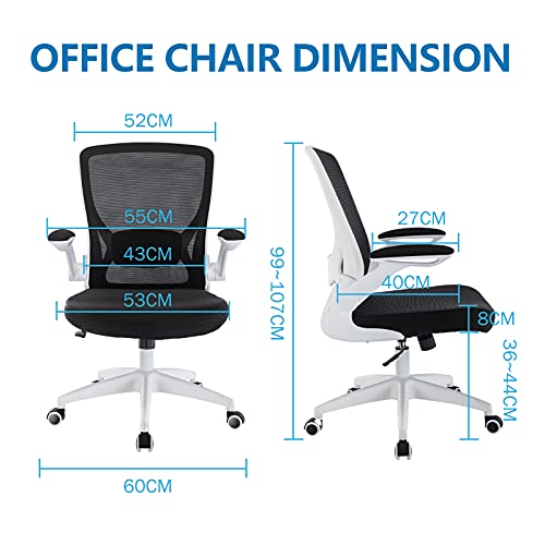 KERDOM Ergonomic Office Chair, Breathable Mesh Desk Chair, Lumbar Support Computer Chair with Wheels and Flip-up Arms, Swivel Task Chair, Adjusta