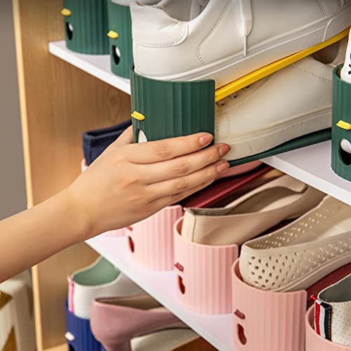 LILIKY 5PCS Shoe Slots Organizer, Adjustable Shoe Stacker Storage Space Saver, Double Deck Shoe Rack Holder Shoe storage (Color : B)