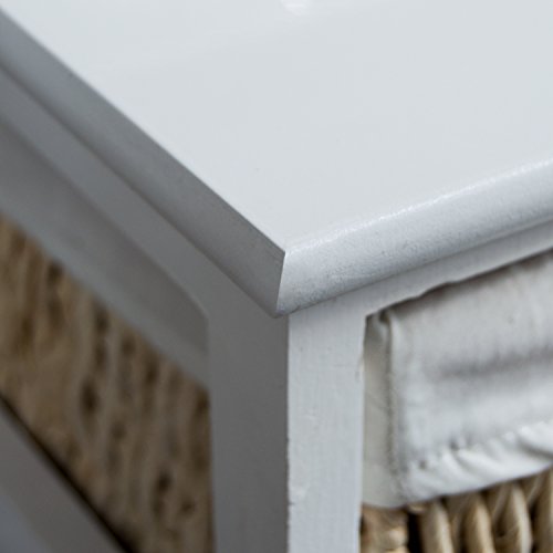 Home Vida Maize Storage Drawers Bedroom Bathroom Bedside Cabinet White, 3 Drawer