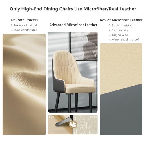 FATIVO Leather Dining Chairs Set of 2 : Faux Leather Upholstered Dining Chairs Elegant and Stylish Ergonomics Thick Seat High Back Large Chair fo