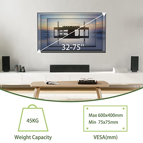 TV Wall Bracket Mount Swivel WHYFONE Long Reach Corner TV Bracket with 838mm Articulated Arm, Tilt Extend Full Motion TV Wall Mount for 32-75 Inc