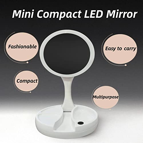 Hoffnugshween LED Foldable Makeup Mirror Lighted Makeup Mirror Double Sided 10X Magnifying Mirror Brightness&Angle&Height Adjustability with Ligh