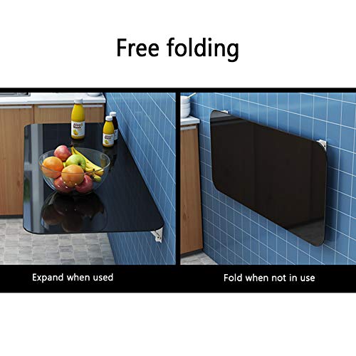 OUYOXI Tempered Glass Folding Shelf Multifunction Small Apartment Wall Mounted Fold Down Table For Study Computer Kitchen Dining Table (Color : B