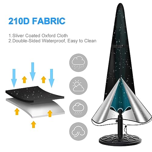 Parasol Cover, 210D Garden Umbrella Covers with Waterproof Zipper and Adjustable Drawstring, Parasol Protector for 7ft to 10ft Outdoor Umbrella,