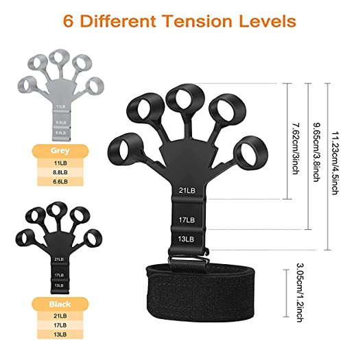 Hixideli Finger Strengthener, Strength Trainer, Finger Exerciser, 6 Resistant Level Finger Exerciser, Hand Strengthener for Strength Training, Fi