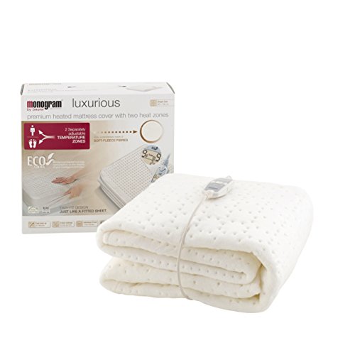 Monogram Beurer 37560 Luxury Mattress Cover with 9 Heat Settings, Allergy Single, White