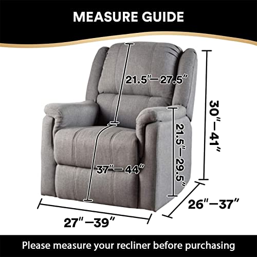 DSECHCRSL Velvet Recliner Chair Cover with Side Pocket, 4 Piece Non Slip Reclining Chair Cover, 1 Seat Stretch Recliner Cover Form Fitted Thick S