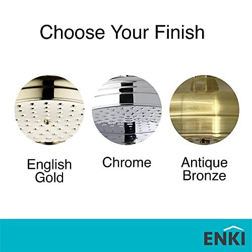 ENKI, R01, 200mm Traditional Fixed Large Shower Head Chrome, Solid Brass, Replacement Shower Head, Round Rose, Mixer Rainfall Shower, Modern Desi