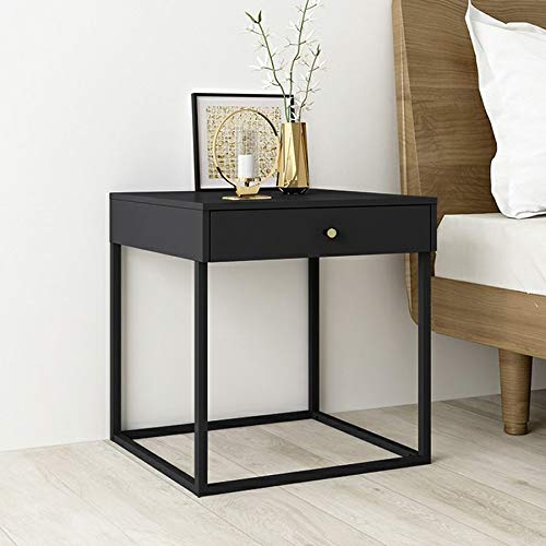 JYDQM Metal Bedside Table Bedroom Dining Table Furniture, Bedroom Furniture White Square Steel Bedside Table