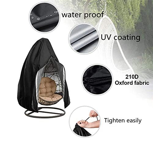 Egg Chair Cover Patio Waterproof Oxford Garden Cocoon Swing Hanging Egg Chair Protective Cover Rattan Wicker Garden Lawn Chair Protector Black