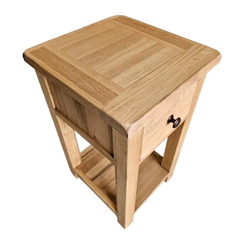 GROFurniture 1 Drawer Oak Bedside Cabinet - Solid Oak Bedside Table - Solid Oak Furniture - Oak Nightstand or Lamp Table - Fully Assembled
