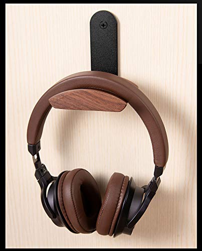 Headphone Hook Holder Hanger Mount,Headset Stand Hook Wall Mount Walnut Wood Headphone Holder for Audio,Studio &PC Gaming Headphones (walnut)