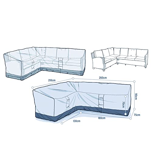 Maypole L Shaped Corner Sofa Cover Right Hand Side Full Length 260cm 600D Oxford Heavy Duty Water Resistant PVC Lined