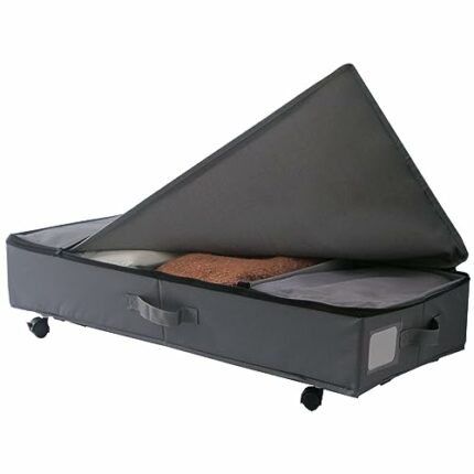 HOMMEE Under Bed Storage With Wheels,Dust-Proof Underbed Folding Clothing Storage Containers With Lid,2-In-1 Underbed Storage Bins Containers Wit