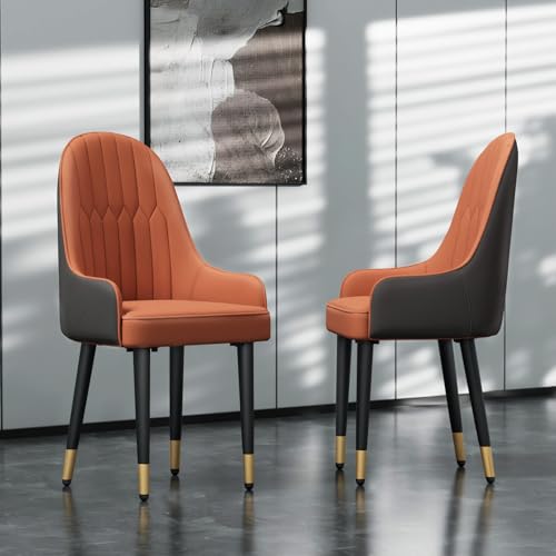 FATIVO Leather Dining Chairs Set of 2 : Faux Leather Upholstered Dining Chairs Elegant and Stylish Ergonomics Thick Seat High Back Large Chair fo