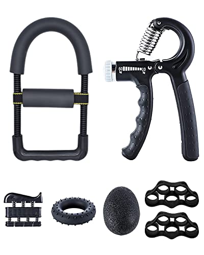 XonyiCos Hand Grip Strengthener Kit(7 Pack), Forearm Workout Trainer Adjustable Hand Grip Exercise,Finger Strength Exerciser, Finger Stretcher, G