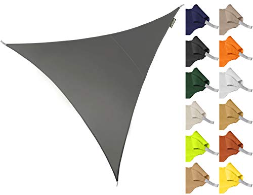 Kookaburra 3m Triangle Water Resistant Garden Patio Sun Shade Sail Canopy 96.5% UV Block with Free Rope (Yellow)