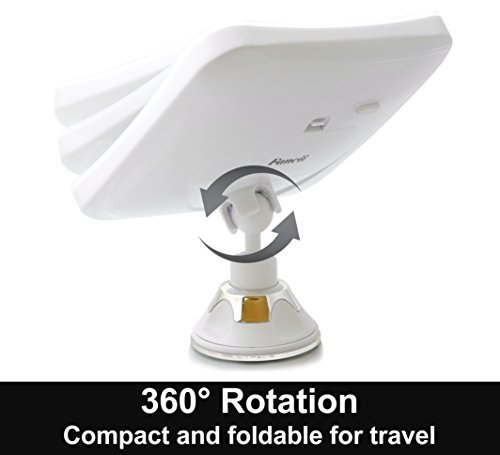 Fancii 10x Magnifying Lighted Makeup Mirror - Daylight LED Travel Vanity Mirror - Compact, Cordless, Locking Suction, 163mm Wide, 360 Rotation, P