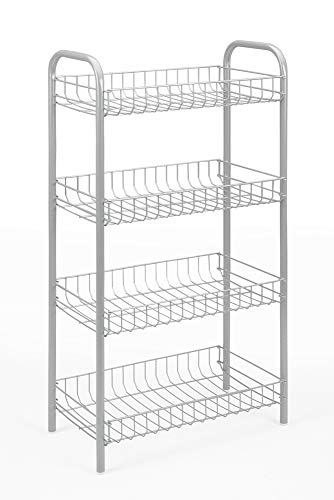 Metaltex Monaco 4-Tier Storage Rack-Multipurpose Shelf for Home Including Kitchen, Bathroom, Office and Garage-Silver, 41 x 23 x 80 Centimetres,