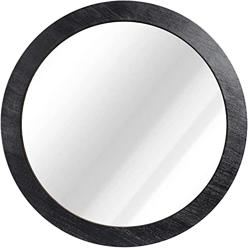 JJUUYOU Rustic Circle Wall Mirror 50CM for Home Decor Rustic White Round Mirror for Bathroom Wall decor Wood Frame Mirror for Living Room, Bedroo
