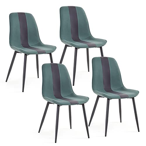 Meerveil Dining Chairs Set of 4, Fabric Upholstered Seat with Metal Legs, Modern Stitching Design for Dining Room Living Room Reception Office, W