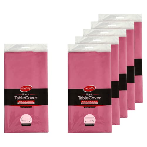 Neatiffy 6 Pack Plastic Table Cloth Picnic/Party/Banquet, Disposable/Reusable Table Cover (White Golden Dot)