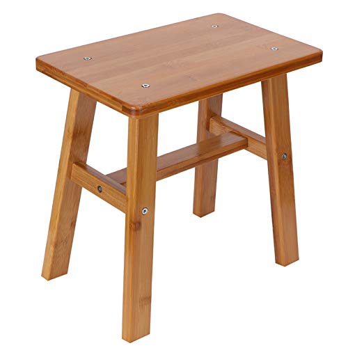 Multipurpose Small Bamboo Stool Foot Rest Stool Shower Low Bench for Home Living Room Bathroom Supplies(M Rectangle)