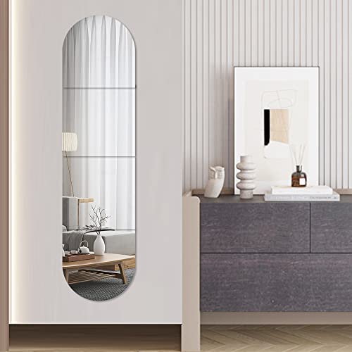 MCLEULLA 48" Full Body Mirrors for Walls, 12x12 4pcs Acrylic Plexiglass Mirror Wall-Mounted Full Length Frameless Mirror Makeup Large Long Mirror
