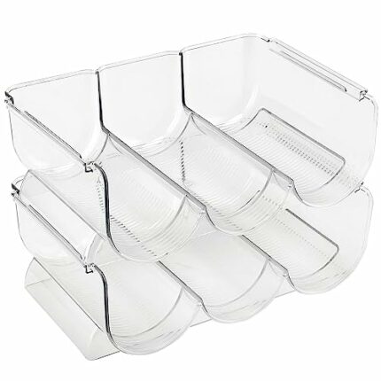 MOUYAT 2 Pack Water Bottle Organizer, Water Bottle Storage Rack, Stackable Plastic Water Bottle Holder for Cabinet, Kitchen Pantry Organization a