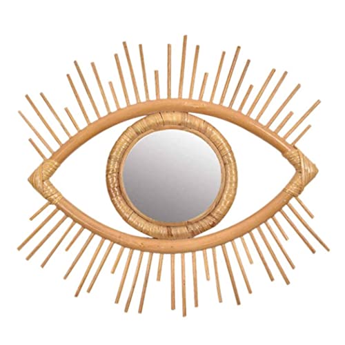 Rattan Mirror Frame Rattan Wall Mirror Frame Wall Hanging Decoration Eye Art Decor Pendant For Living Room Bedroom