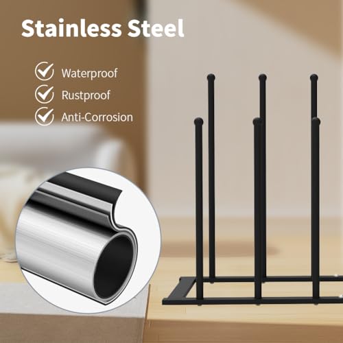 Modern Black Metal Boot Rack: Free Standing Boot Racks for Tall Boots Storage - Shoe Storage Fit for 6 Pairs