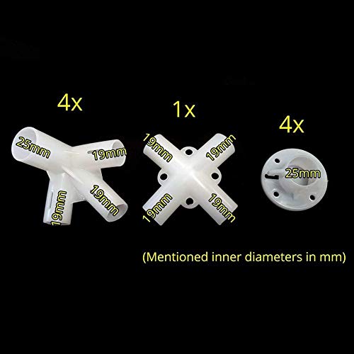 Unique WElinks 9Pcs/set PVC Fitting Spare Parts for 3x3m Gazebo Awning Tent Feet Corner Center Connector 25/19mm, Outdoor Camping Tent Conector A