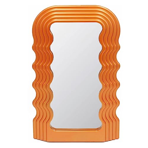 Mokoze Wavy Mirror Irregular Border 16.06"x10" Makeup Mirror for Wall-Mounted and Dressing Table Mirrors,Room Decor for Living Room Bedrooms and