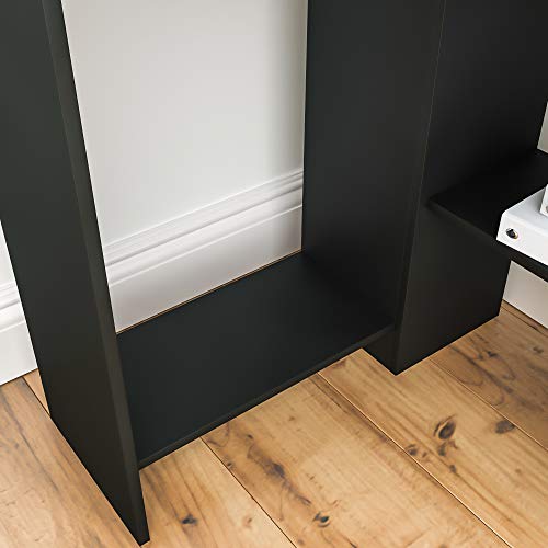 Vida Designs Hetton Corner Computer Desk with Shelves, Home Office PC/Laptop Table, Gaming Study Workstation, Furniture, Black