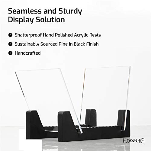 Hudson Hi-Fi Desktop Vinyl Record Album Storage Display Stand and Holder - Cessna Black - Featuring Sustainably Sourced Pine & Flame Polished Acr