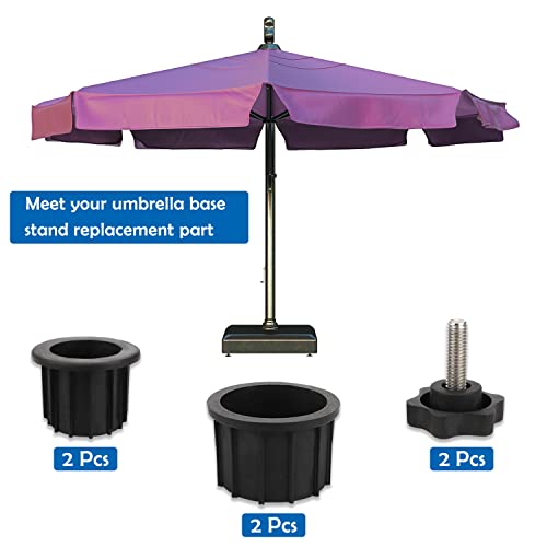Kingovalley 4 Pcs Umbrella Base Stand Replacement Parts, Patio Umbrella Stand Replacement Parts with 2 Pcs M8 M8 Thread Replacement Hand Knob for