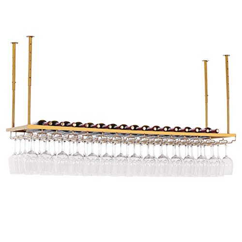 EYLINK Wine racks Home/Bar Retro Hanging with Glass Holder, Adjustable Metal Ceiling Bar Wine Glass Rack, Industrial Wall Mounted Wine and Glass