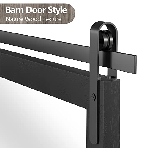 Farmhouse Bathroom Mirror Rustic Wall Mirror Barn Door Style Wood Framed Square Vanity Mirrors for Wall Decor 20x28 inch Black Wall Mounted Dress