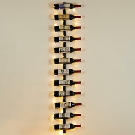 Sonyabecca LED Wall Mounted Wine Racks: Detachable12 Bottle Wine Holder - DIY 1/2/3/4 Wine Shelf for Kitchen Bedroom Wine Cellar Bars