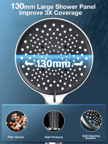Filter Shower Head and Hose with 1.6M Hose - YEAUPE PRO Power Shower Hose and Head Filter Shower Head Low Pressure Water Softener Shower Head Lar