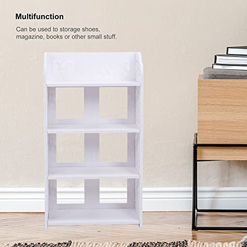 Carved Shoe Cabinet, 4 Tiers White Corner Shoe Cabinet Modern Multifunctional Hollow Carved Shoes Rack Wood Shoes Storage Rack Organising Shelf f