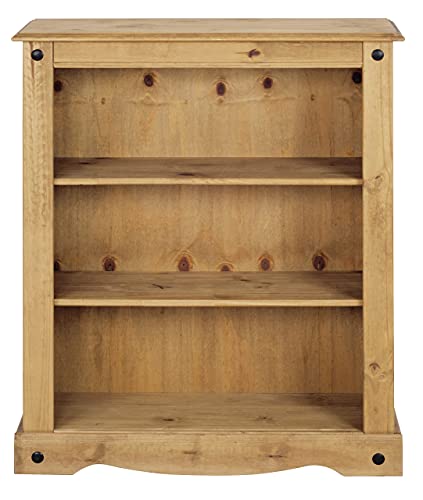 Corona Small Low Bookcase, Mexican Solid Pine Wood