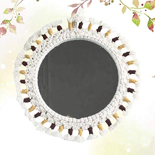 QUANJJ Wall-mounted Nordic Decorative Round Hanging Cosmetic Makeup Shaving Glass Home Decor for Salon Bathroom Countertop Vanity (Silver)