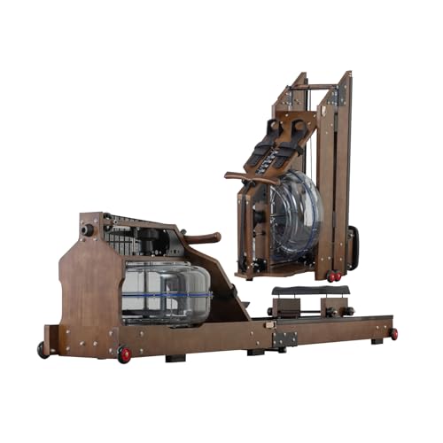 Water Rowing Machine For Home Use Foldable Rower Machine With LCD Monitor, Tablet Holder Cardio Equipment 330lbs Weight Capacity (Color : Walnut)